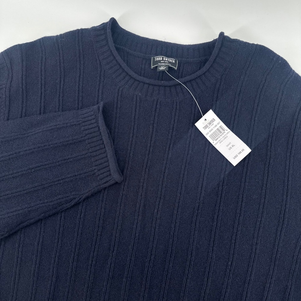 Todd Snyder Mini Cable Crewneck Sweater Mens XL Navy Blue Merino Wool SW4078077